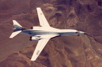 Shown here is a Rockwell B-1A with its wings swept at 25 degrees. Although the B-1A was cancelled, it led to the successful B-1B Lancer. (USAF)