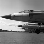 The three Draken prototypes and two pre-production prototypes (Saab).