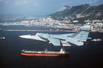 A Grumman/General Dynamics EF-111 Raven flies past the Rock of Gibraltar during Exercise Open Gate 89 on 24 April 1989. (USAF/Staff Sgt David S Nolan)