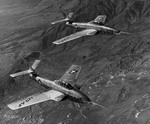 Two Republic RF-84F Thunderflashes near Edwards Air Force Base in 1952.  (National Air and Space  Museum)