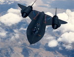 An SR-71 Blackbird just after being refulled in flight. (USAF)