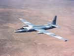 A Lockheed U-2C in 1975 showing a new grey paint scheme. The 'Sabre' scheme replaced the usual black to avoid spyplane stigma when operating out of the United Kingdom. (USAF)