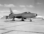 A Republic XF-91 Thunderceptor as seen in March 1951. The XF-91 was powered by rockets and a turbojet engine and with the rockets could reach a maximum speed of 1 800 km/h. (NASA)