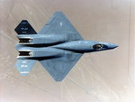 One of two Northrop/McDonnell Douglas YF-23s in flight. The YF-23 gained the unoffical name 'Black Widow II'.